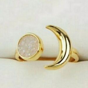 Half moon champagne druzy ring